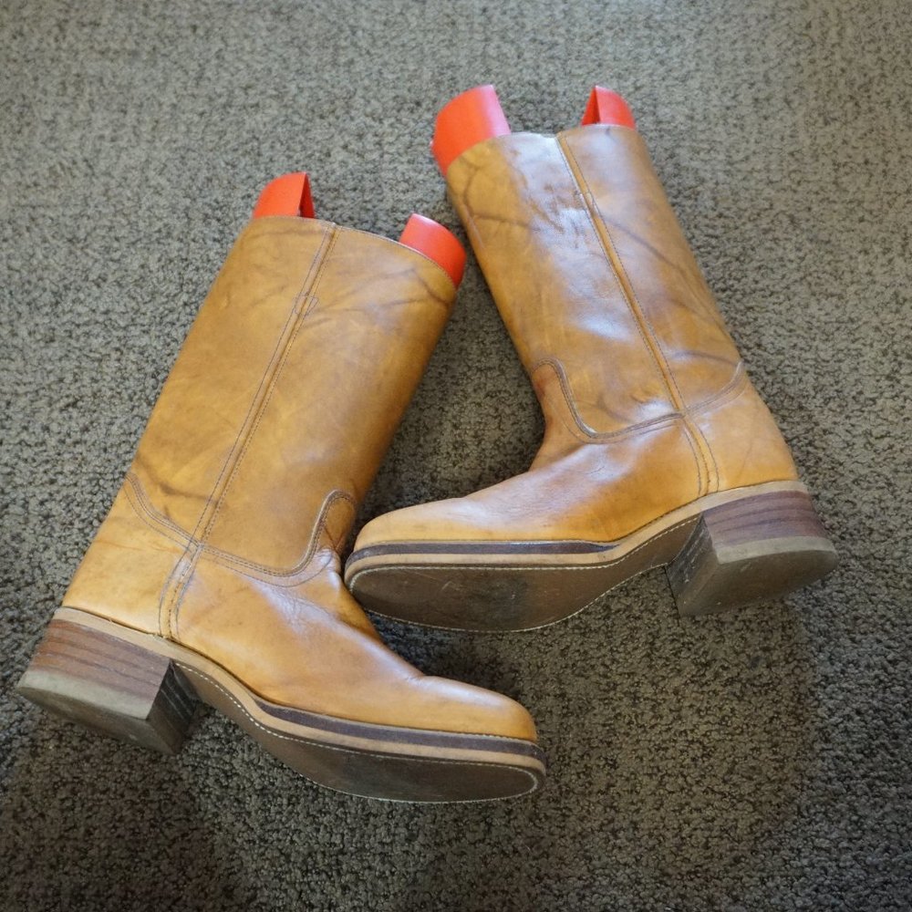 Men's Vintage Campus marbled tall pullon boots leather sz 10 D